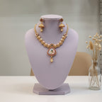 Antique Gold Floral Kundan Rajwadi Necklace Set