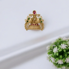 Rajwadi Temple Twin Peacock Ring with Ruby Crown, Emerald Wings & Lotus Base