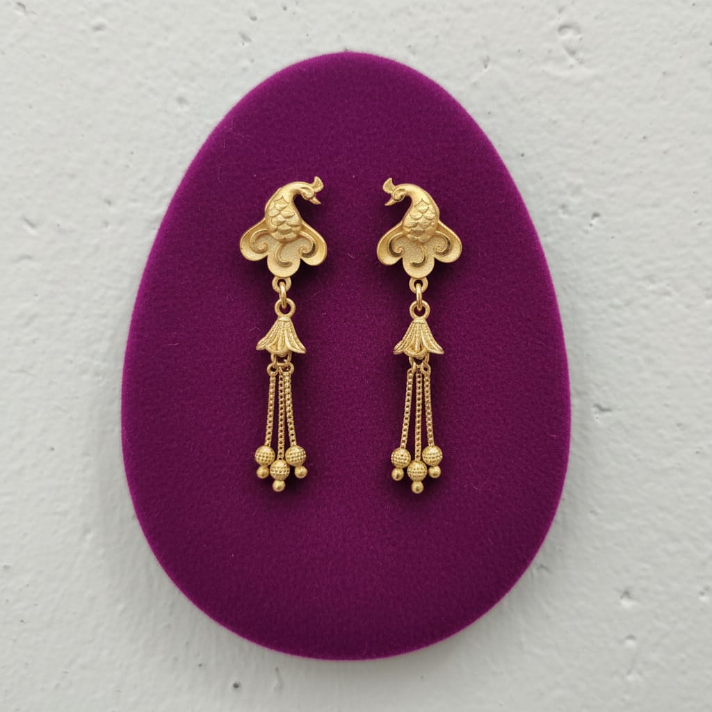 Peacock Gold Tassel Drop Earrings