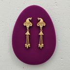 Peacock Gold Tassel Drop Earrings