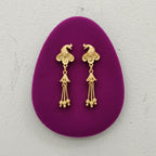 Peacock Gold Tassel Drop Earrings