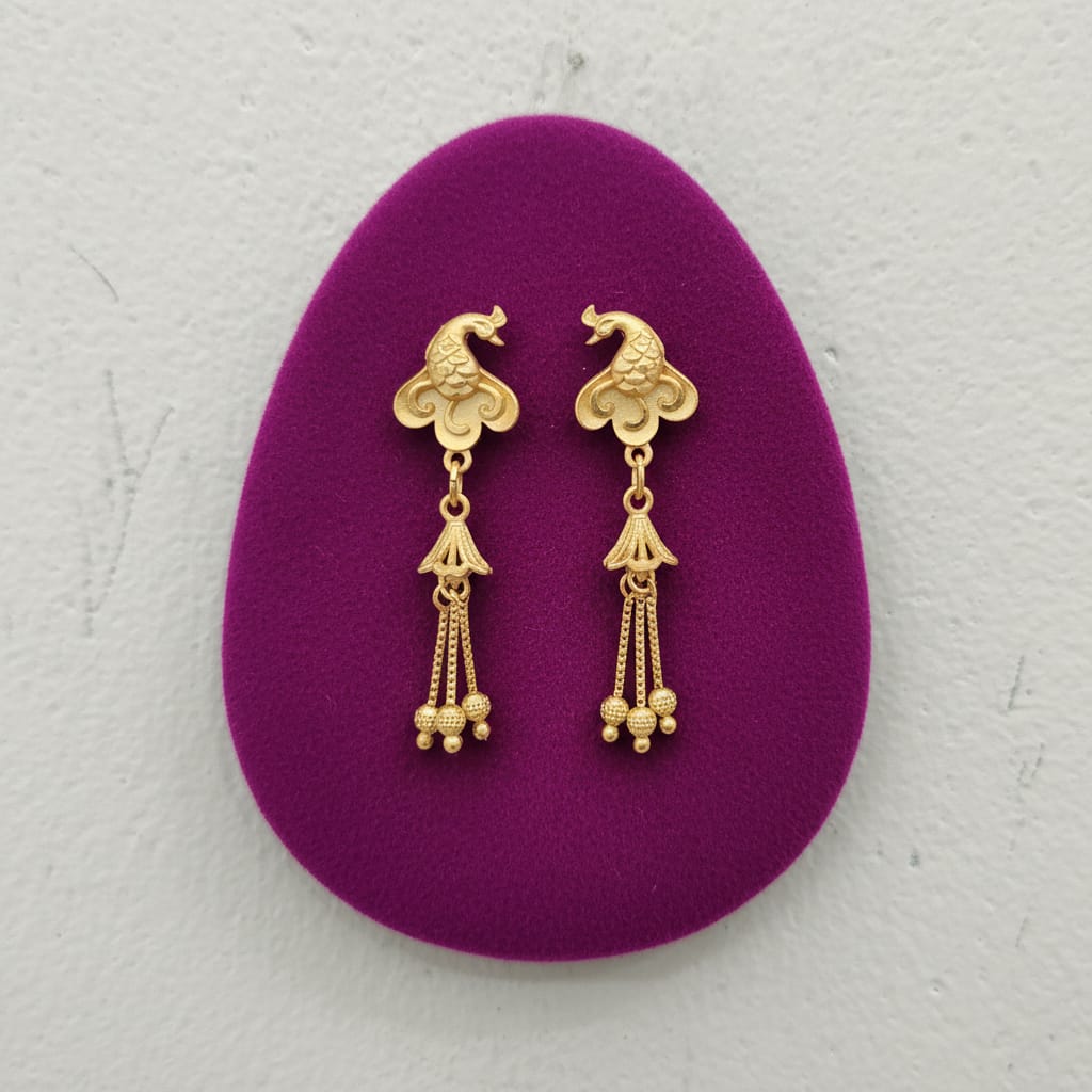 Peacock Gold Tassel Drop Earrings