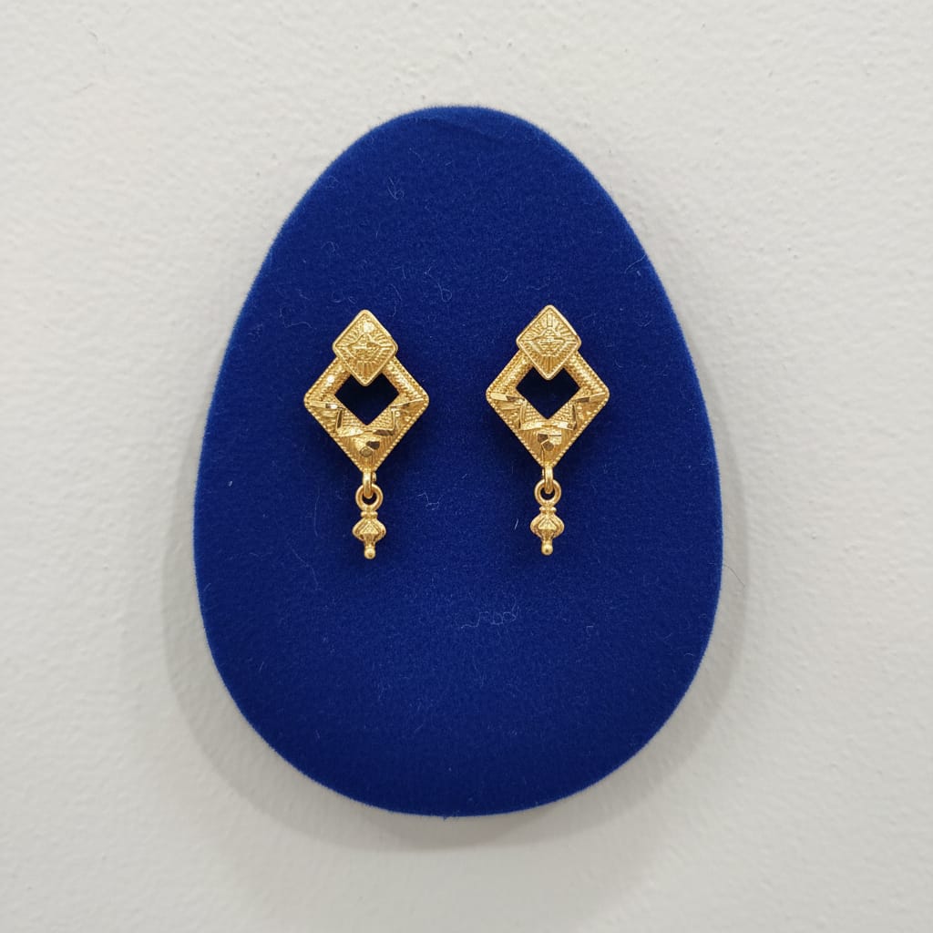 Diamond Motif Gold Drop Earrings