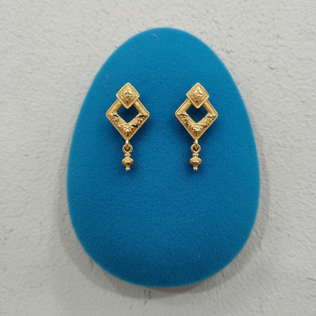 Diamond Motif Gold Drop Earrings