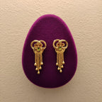 Heart Loop Flower Gold Tassel Earrings