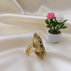 Rajwadi Sculpted Camel Ring on Ornate Heart Base with Crystal Stone