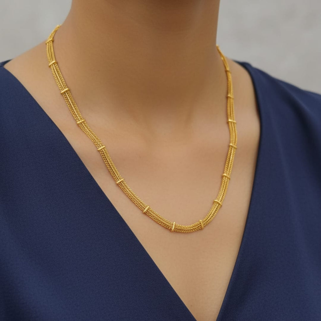 Micro Gold Plated Multi-Strand Bar Chain