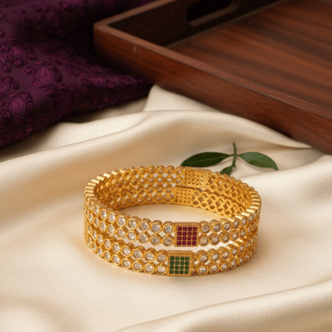 One Gram Gold CZ Multi-Stone Bangles