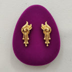 Peacock Gold Floral Bell Chain Tassel Earrings