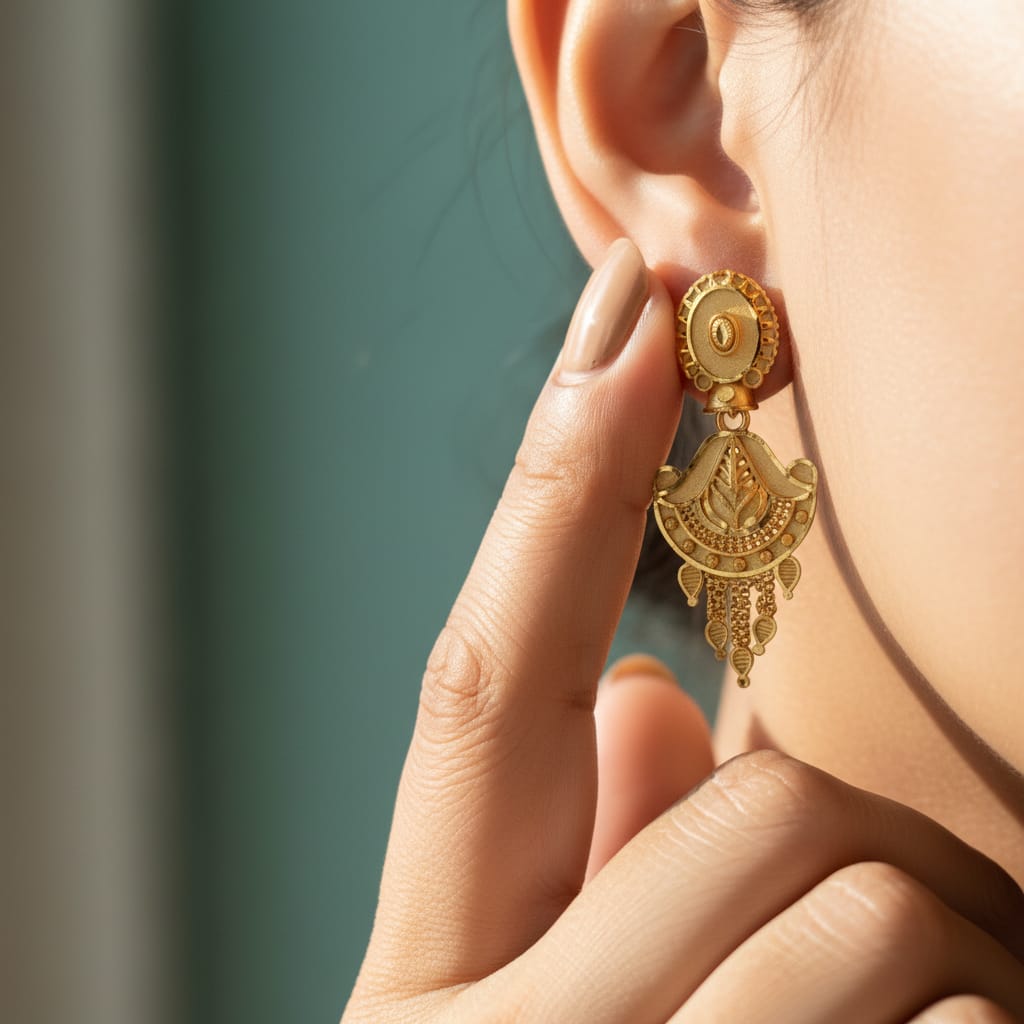 Micro Gold Plated Chandbali Earrings