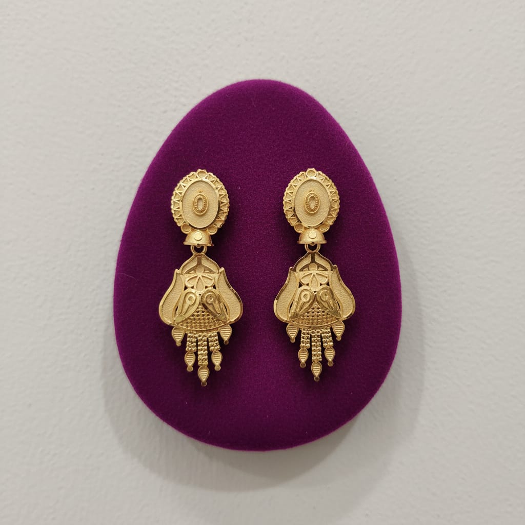 Micro Gold Plated Lotus Drop Earrings