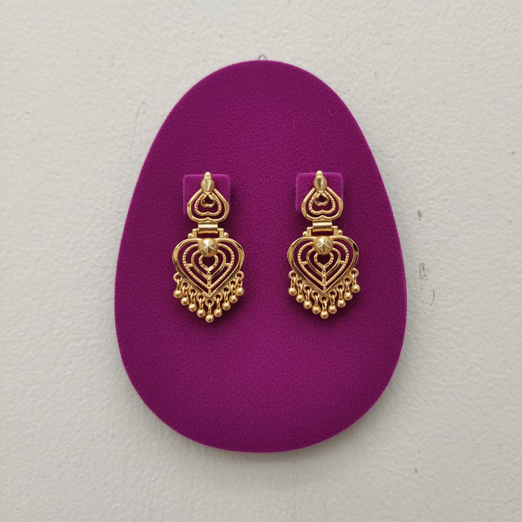 Swan Gold CZ Heart Chain Tassel Earrings