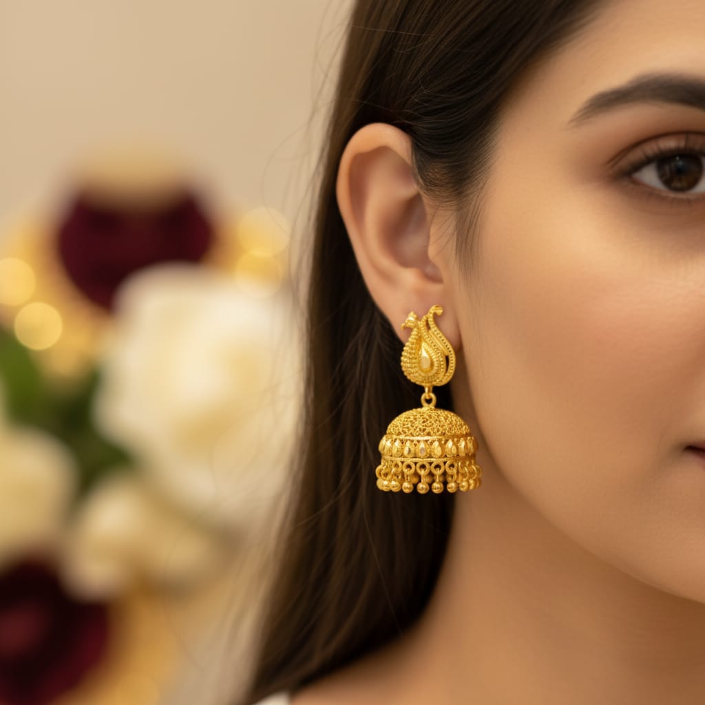 Micro Gold Plated Peacock Jhumka