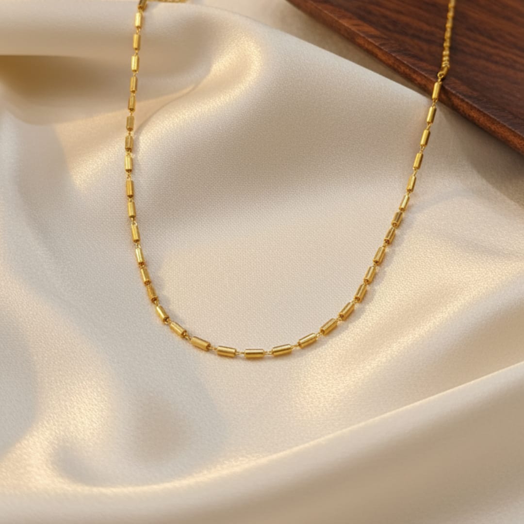 Micro Gold Plated Barrel Bead Chain