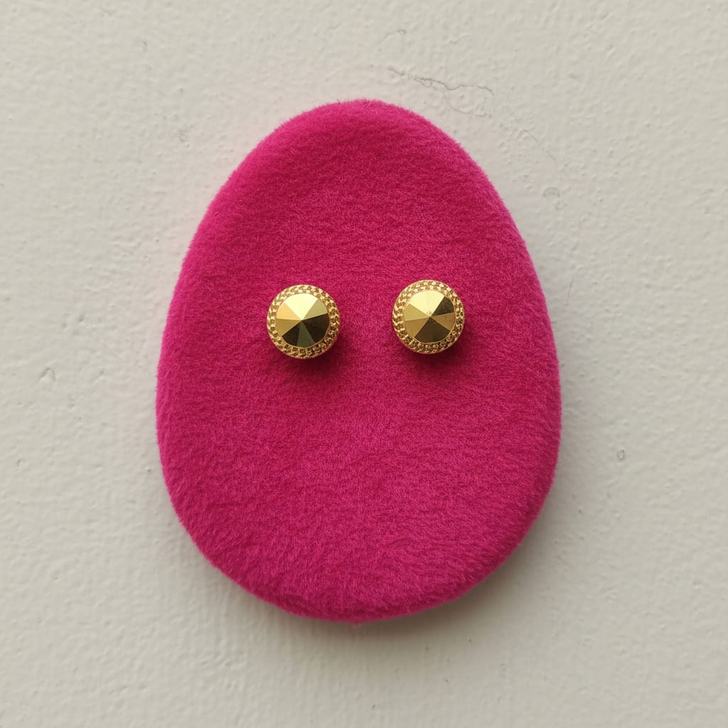 Large Faceted Gold Dome Stud Earrings