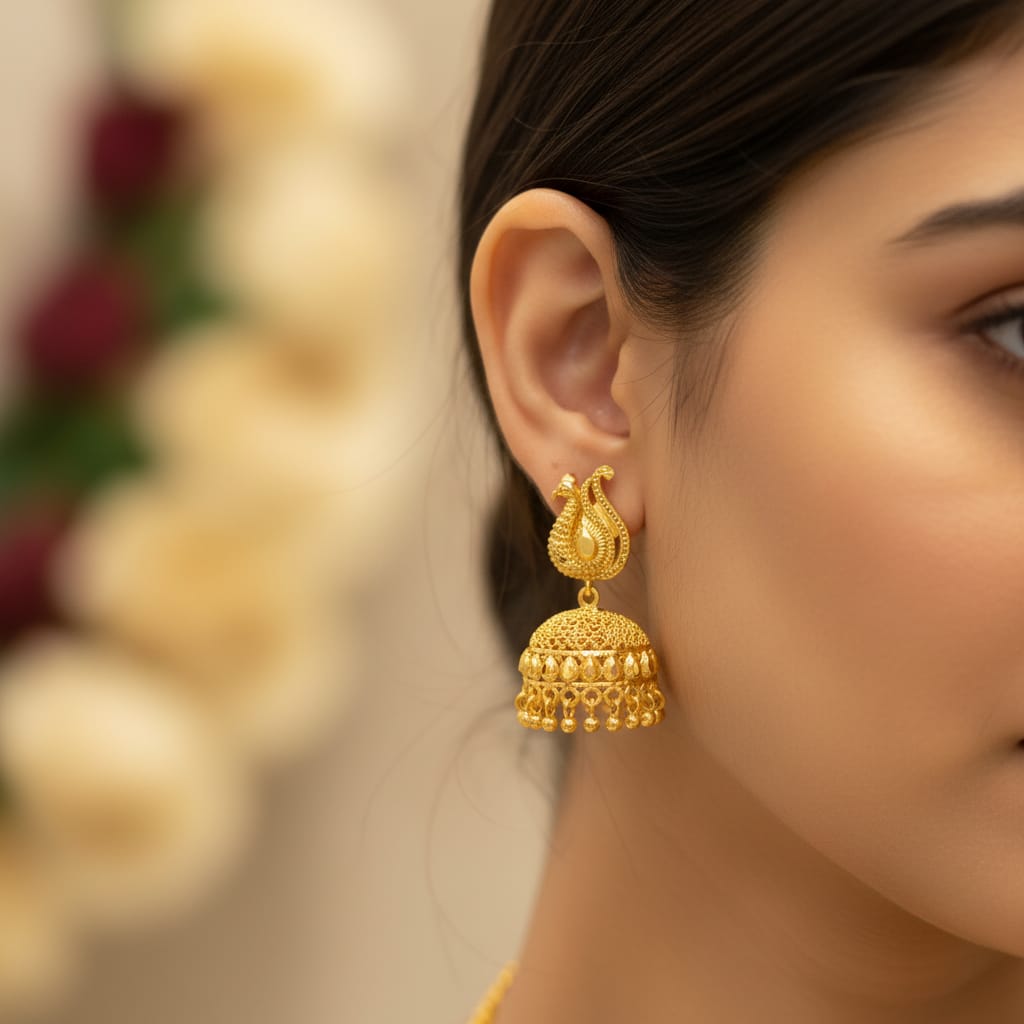 Micro Gold Plated Peacock Jhumka