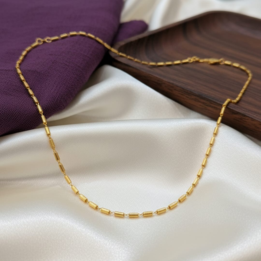 Micro Gold Plated Barrel Bead Chain