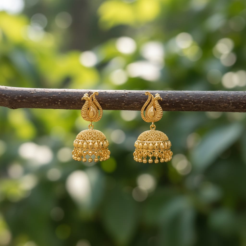 Micro Gold Plated Peacock Jhumka