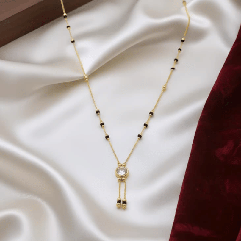 CZ Round Tassel Drop Mangalsutra | One Gram Gold