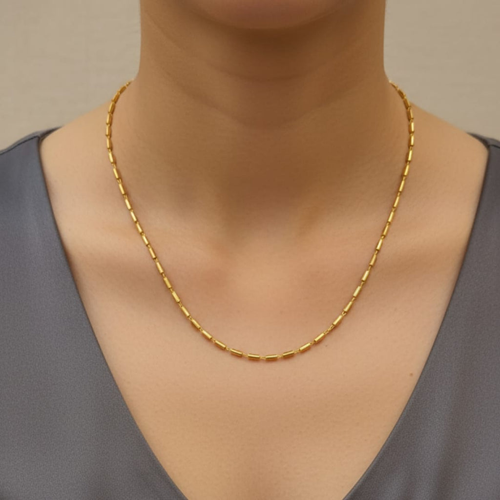 Micro Gold Plated Barrel Bead Chain