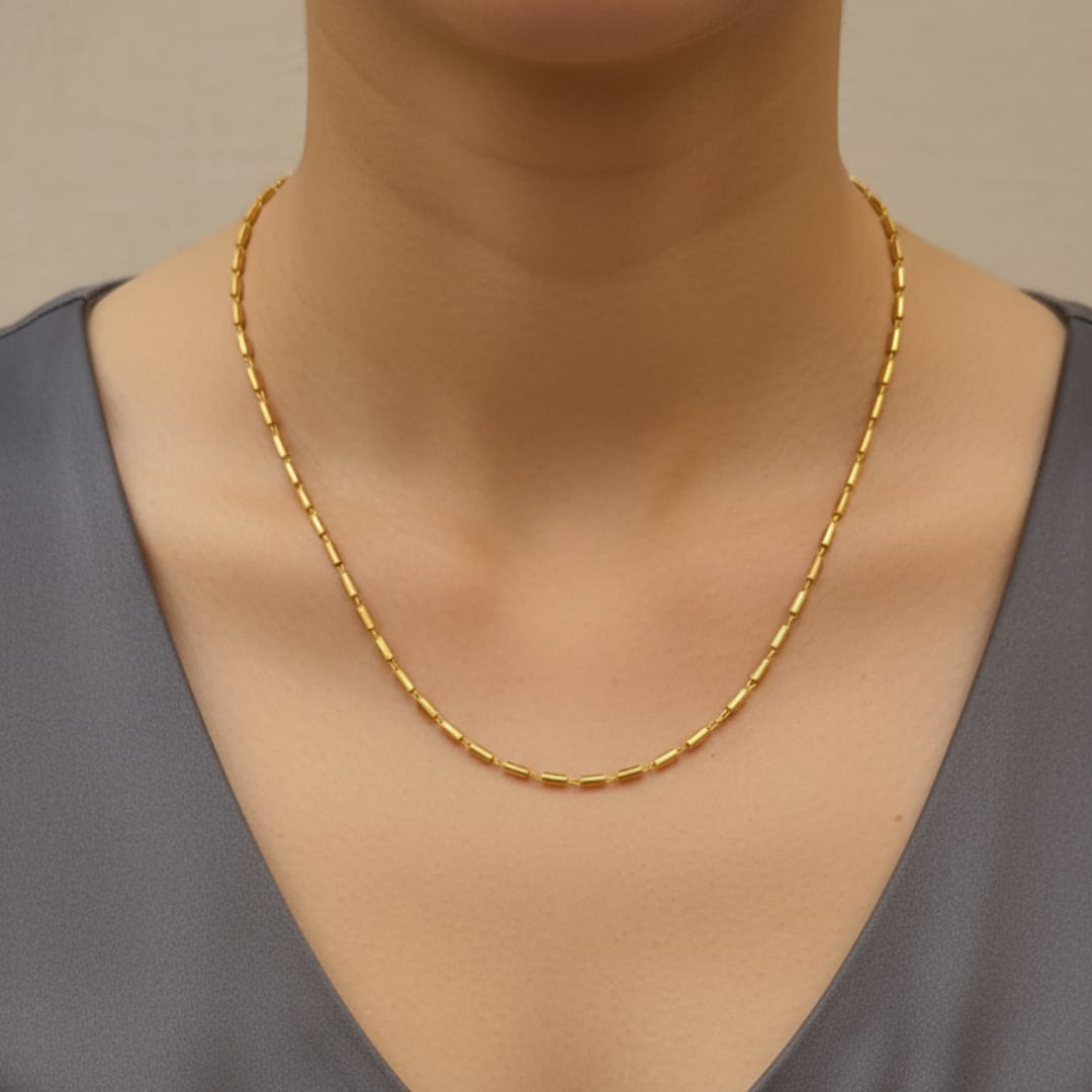 Micro Gold Plated Barrel Bead Chain