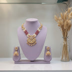 Ruby Pearl Kundan Rajwadi Necklace Set