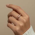 Lavender Enamel Gold Heart Open Band Ring