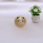 Rajwadi Twin Peacock Ring with Mother of Pearl & Diamond Accent