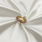 Lavender Enamel Gold Heart Open Band Ring
