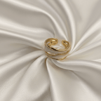 White Enamel Double Wave Open Band Ring