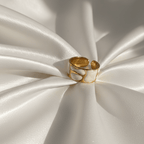 White Enamel Abstract Cutout Broad Open Band Ring