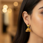 Micro Gold Plated Ruby Teardrop Jhumka