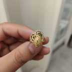Micro Gold Plated Ganesh Face Ring with CZ Stones