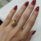 Micro Gold Plated Ganesh Face Ring with CZ Stones