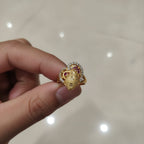Micro Gold Plated Ganesh Face Ring with CZ Stones