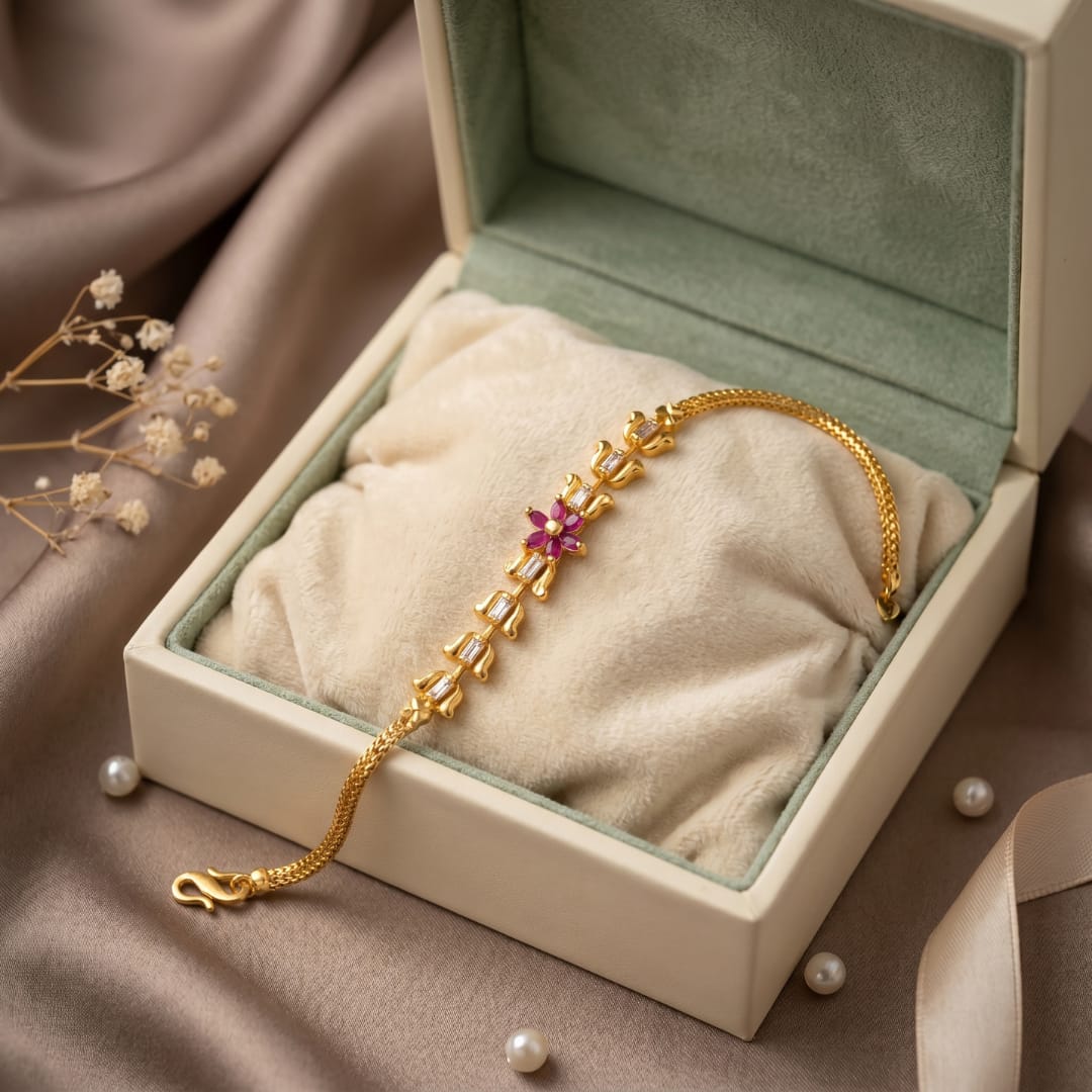 Micro Gold Forming CZ Snowflake Flower Bracelet