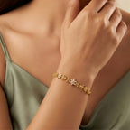 Micro Gold Forming CZ Snowflake Flower Bracelet