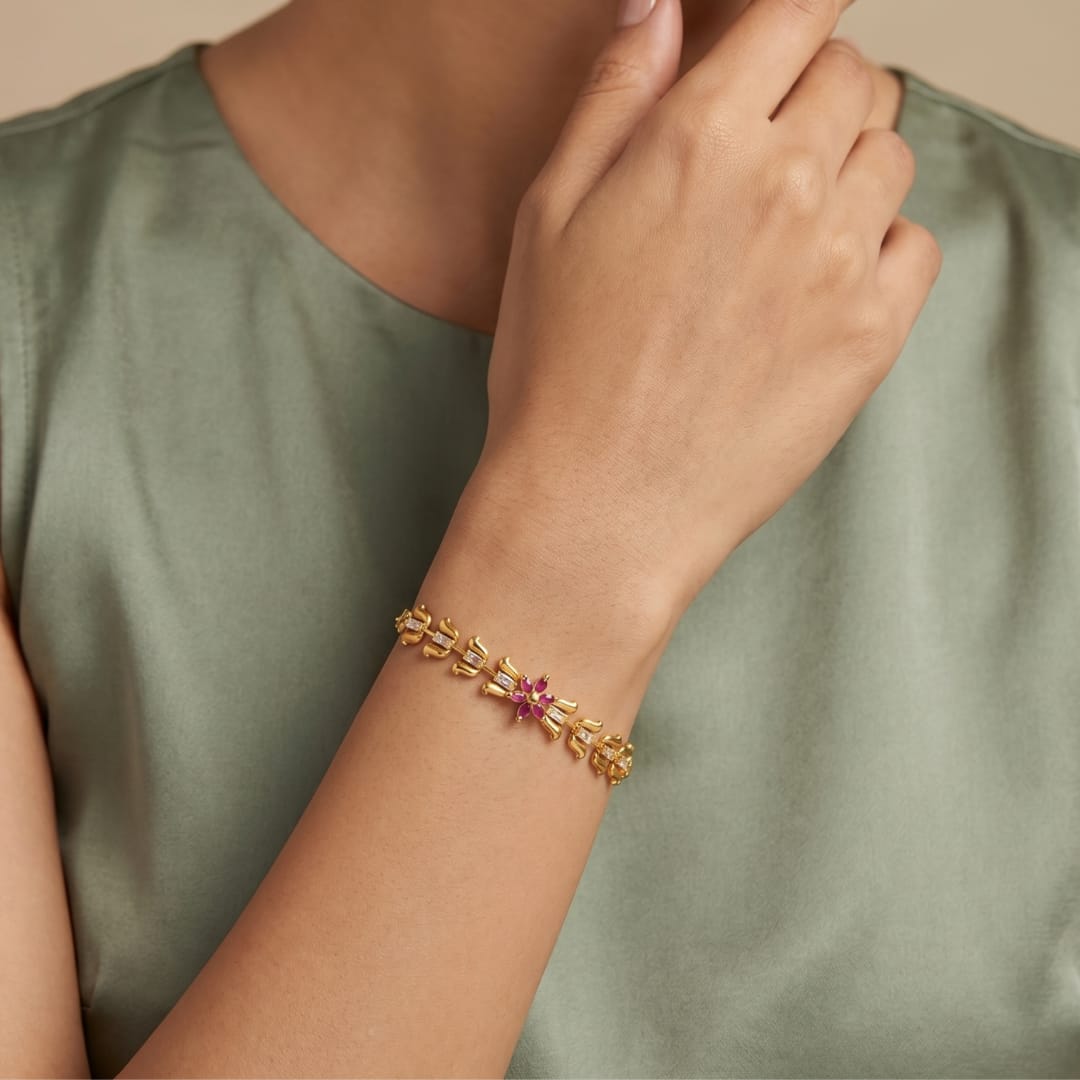 Micro Gold Forming CZ Snowflake Flower Bracelet