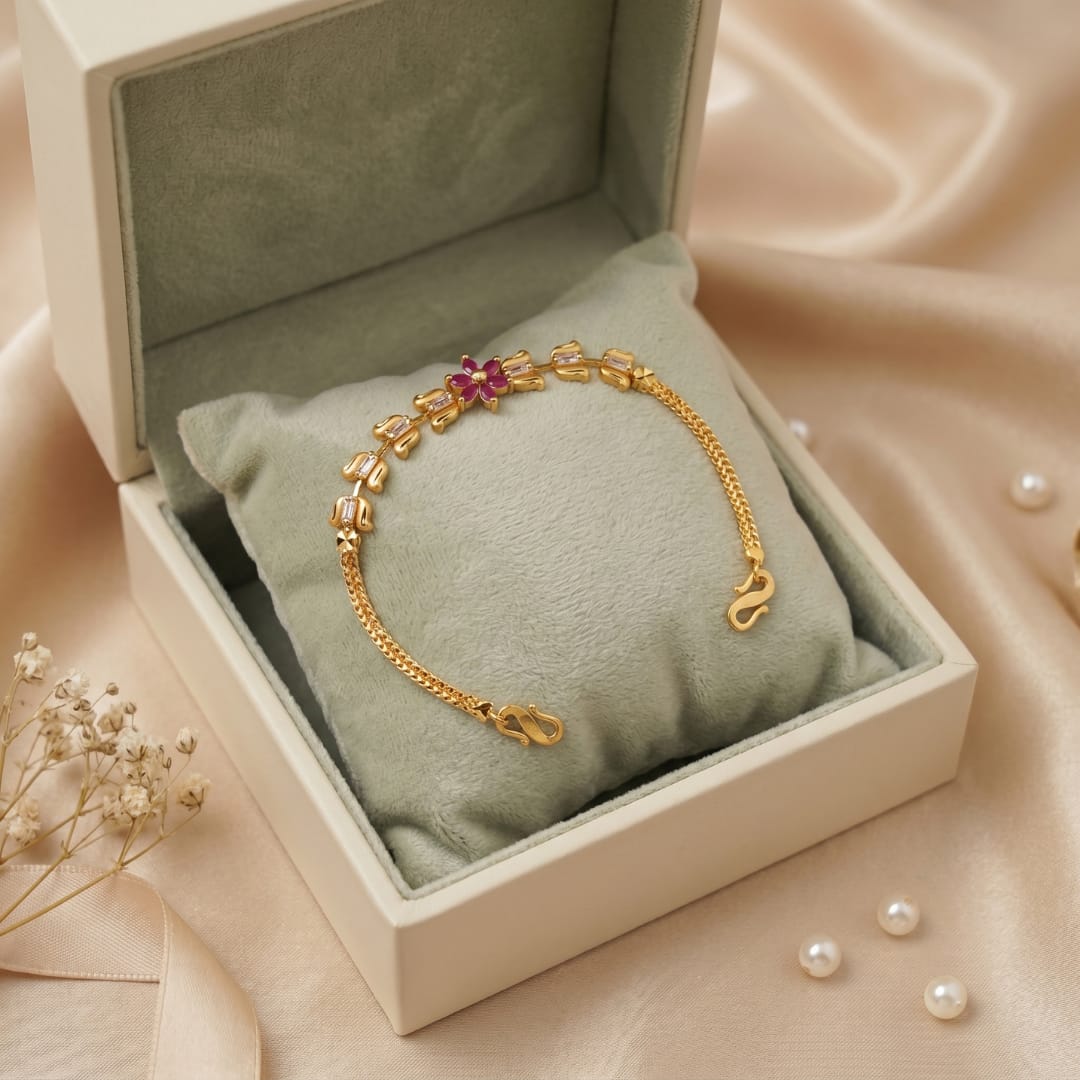 Micro Gold Forming CZ Snowflake Flower Bracelet