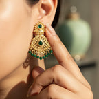 Emerald Paan Chandbali Earrings