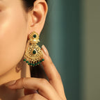 Emerald Paan Chandbali Earrings