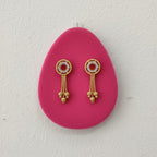 Concentric Circle CZ Gold Bead Chain Tassel Earrings