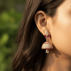 Micro Gold Plated CZ & Ruby Jhumka Earrings