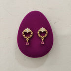 CZ Flower Rope Circle Ruby Teardrop Drop Earrings
