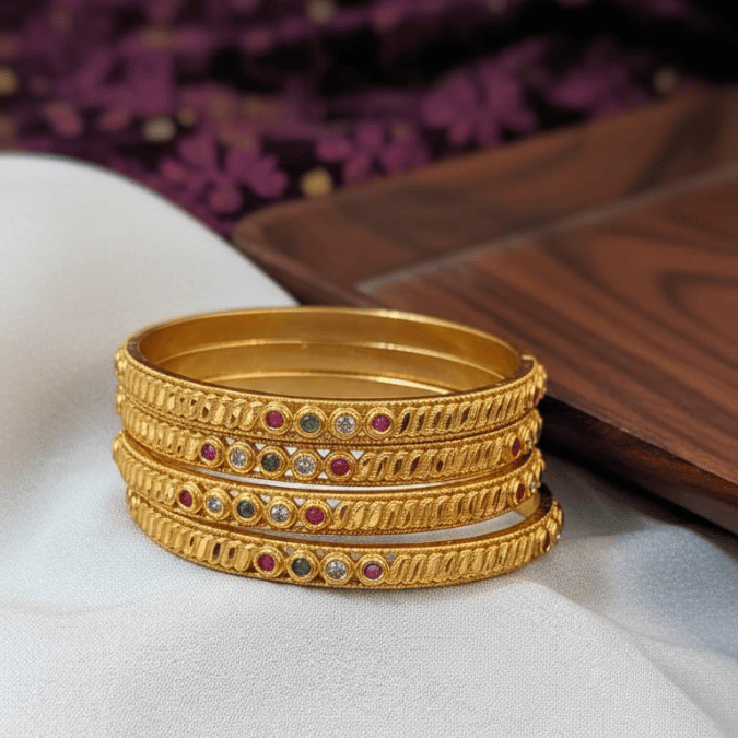 One Gram Gold Cnc engraved Bangles