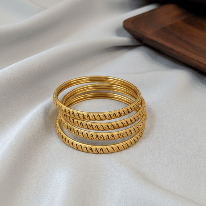One Gram Gold Ruby Filigree Leaf Bangles