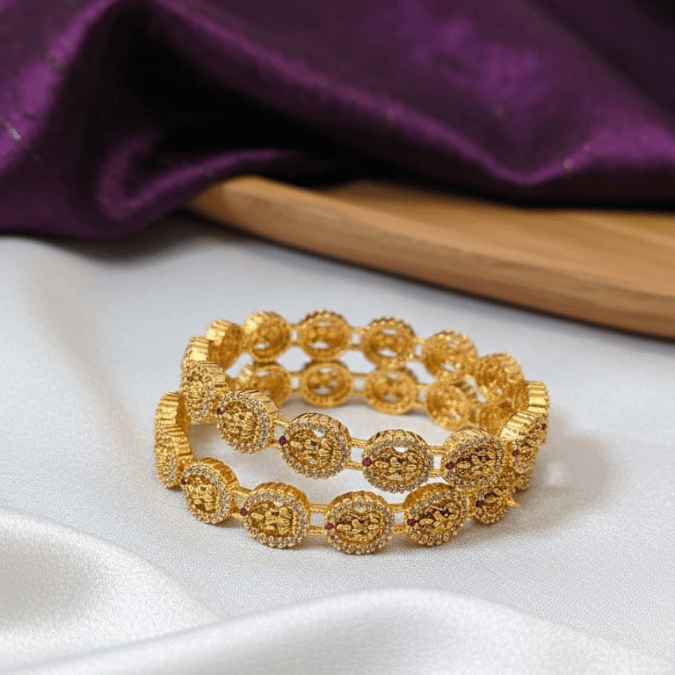 One Gram Gold Temple Lakshmi Coin Bangles