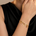 Micro Gold Forming Etched Heart Link Bracelet
