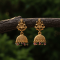 Antique Gold Lakshmi Temple Jhumka Earrings