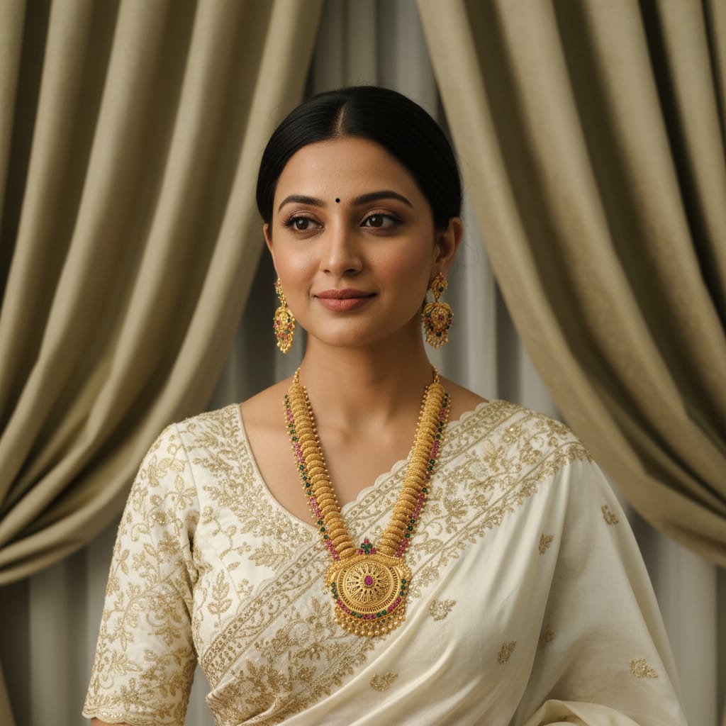 Antique Gold Long Haaram Chain Set